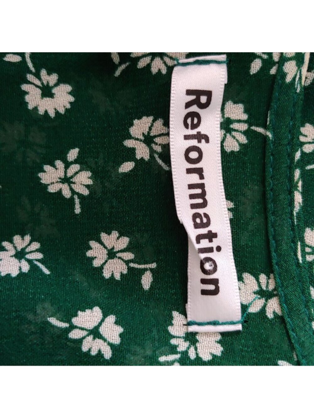 Reformation Green Floral Wrap Mini Dress Cottagecore Romantic Boho Date Night - Picture 8 of 9
